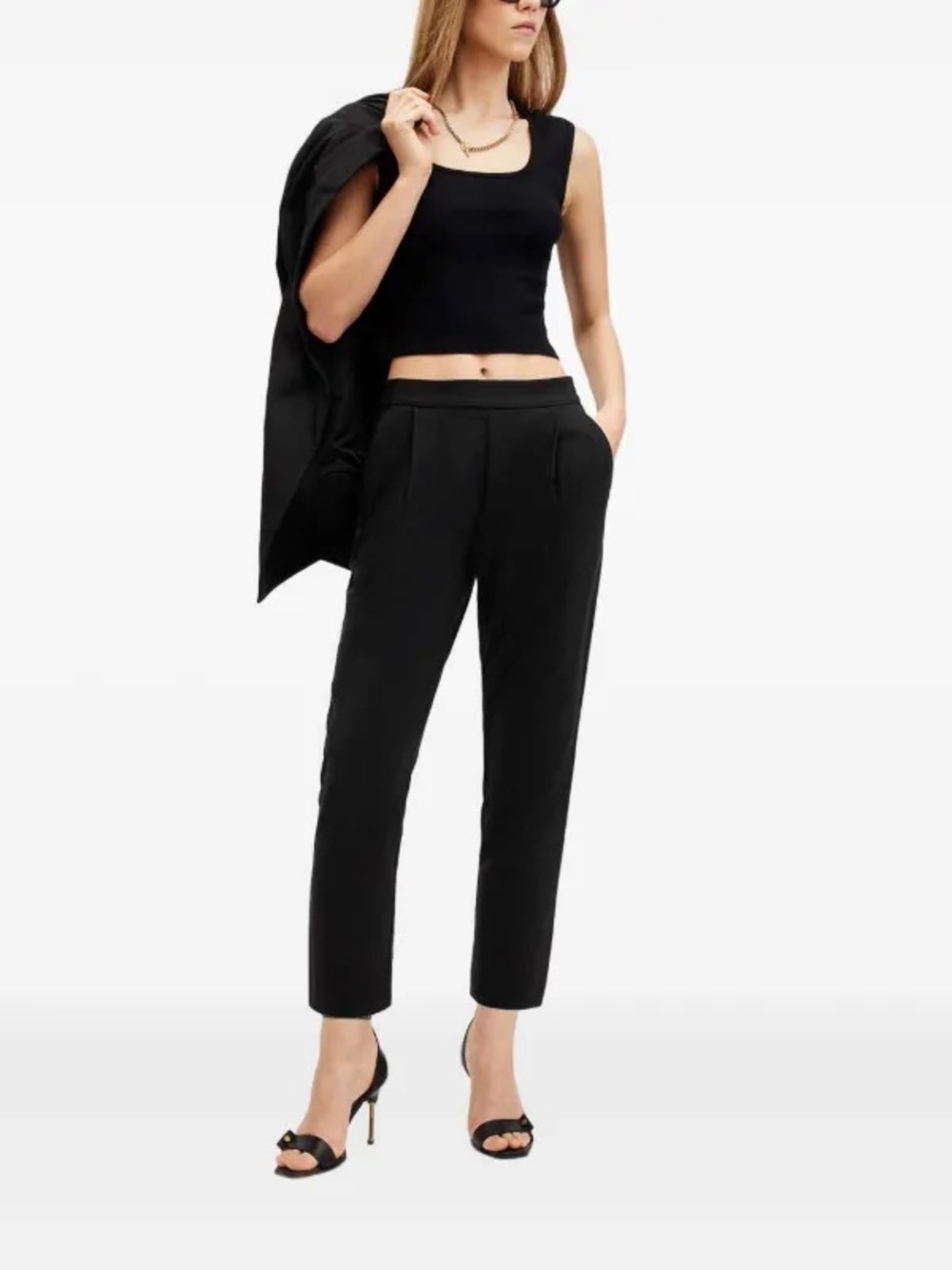 All Saints Slim Tailored Ankle Black Aleida Jersey Trousers